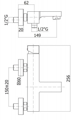 Смеситель для ванны и душа Cezares Effect EFFECT-VM-01, хром