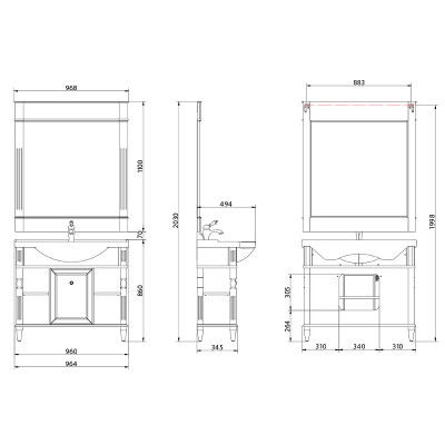 Тумба под раковину Migliore Kantri 96 26679 оливковая
