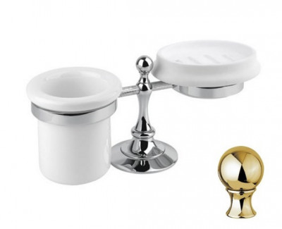 Стакан и мыльница настольные Cezares Olimp STT-02-Sw цвет бронза, ручки Swarovski