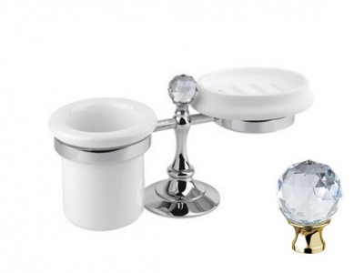 Стакан и мыльница настольные Cezares Olimp STT-02-Sw цвет бронза, ручки Swarovski