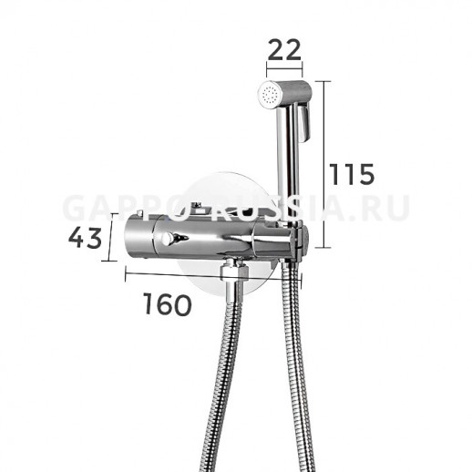 Термостатический смеситель с гигиеническим душем Gappo хром (G7290)