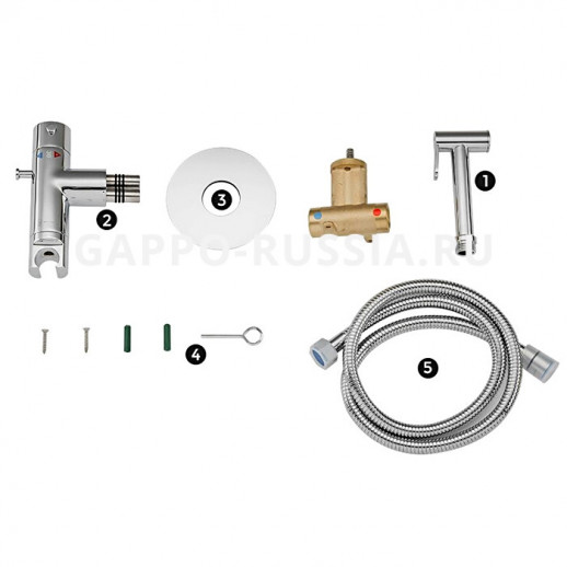 Термостатический смеситель с гигиеническим душем Gappo хром (G7290)