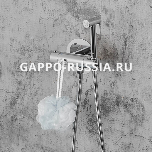 Термостатический смеситель с гигиеническим душем Gappo хром (G7290)