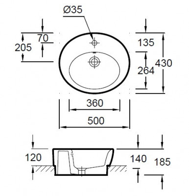 JACOB DELAFON Ove E1708-00 раковина устанавливаемая на мебель 50 см x 43 см, белая