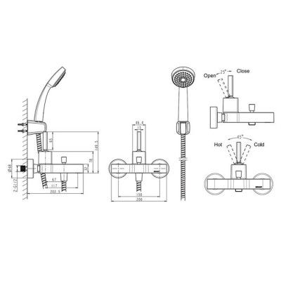 Bravat Spring F679113C-B смеситель для ванны с душем, хром