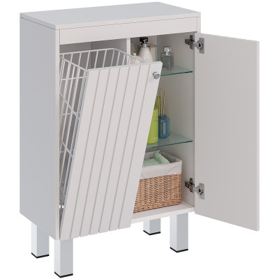 Тумба в ванную Lemark Romance 60 LM07R35N-SH подвесная с бельевой корзиной белый глянец
