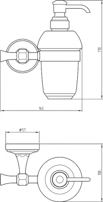 Дозатор в настенном держателе MIGLIORE Fortuna 31071, керамика/бронза