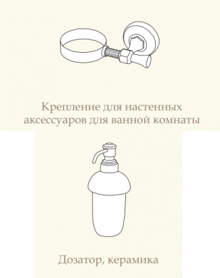 Дозатор в настенном держателе MIGLIORE Fortuna 31071, керамика/бронза