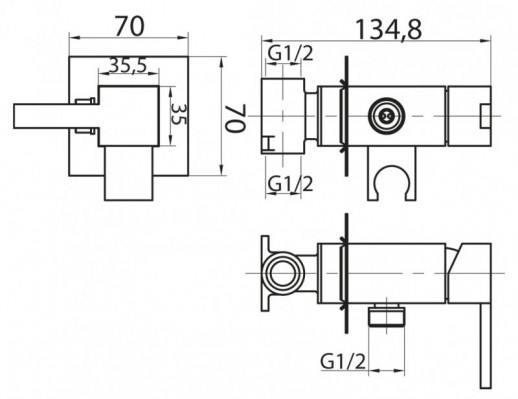 Смеситель для душа и гигенического душа Cezares CZR-DA2-01