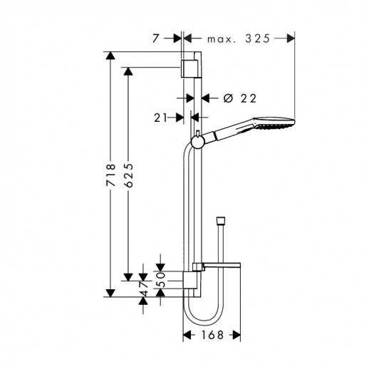 Hansgrohe Raindance Select Е 120 3 jet 26620000 душевой гарнитур 65 см, хром