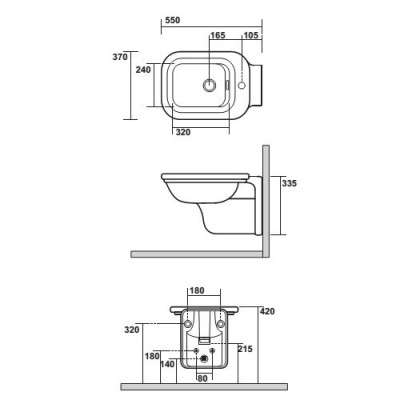 Kerasan Waldorf 4125K1bi/cr*1 биде подвесное, 37 см х 55 см