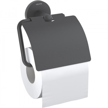 Держатель для туалетной бумаги Aquatek Оберон AQ4209MB с крышкой черный матовый