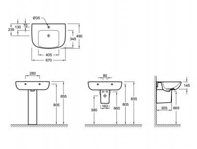 JACOB DELAFON Odeon Up E4754C-00 раковина 67 см х 49 см, белая