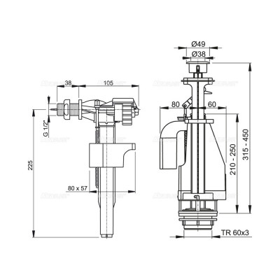 AlcaPlast комплект для унитаза SA 08 K O1/2"