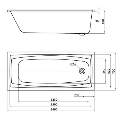 Акриловая ванна Berges Feya 160x70 050011 прямоугольная