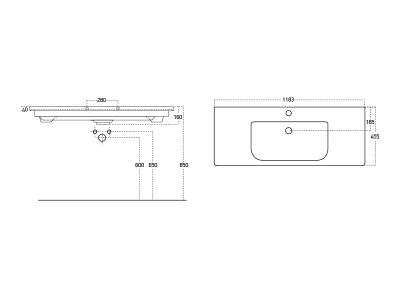 Мебельный умывальник Dreja SOFT 120 см, белая керамика