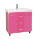 Тумба Misty Джулия Qvatro - 90 с 3-мя ящиками розовая (Л-Джк01090-1210Пр3Я) с раковиной  (СО000007063)