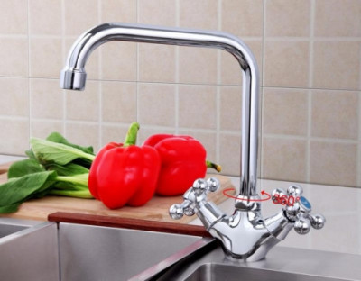 Смеситель Frap для кухни двухвентильный поворотный хром (F4019)