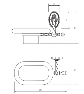 MIGLIORE Edera 16895 мыльница настенная, керамика/бронза