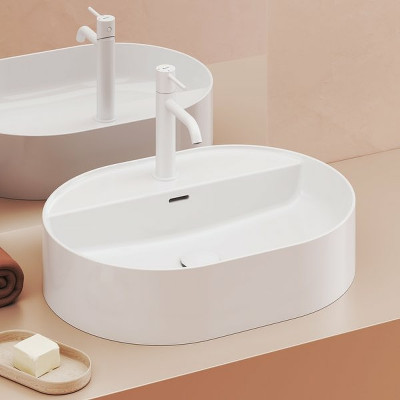 Раковина накладная Ravak Ceramic Slim Shelf O 55 XJX01155003 белая овальная
