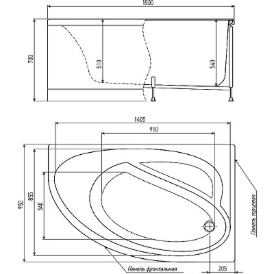 Ванна акриловая Timo Iva 150x95 L IVA1595L без гидромассажа угловая асимметричная