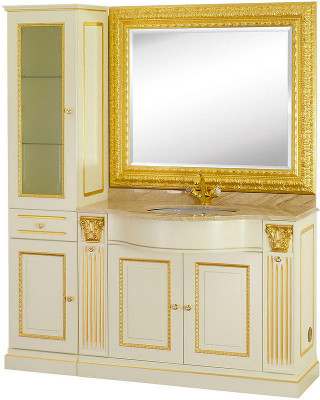 Тумба под раковину Migliore Ravenna 119 L 27064 слоновая кость золото без столешницы