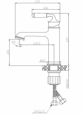 Смеситель для раковины ESKO Prague PG 26 бронза сатин однорычажный