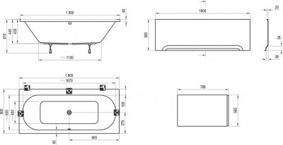 RAVAK C920000000 Акриловая ванна City 180 см 80 белый