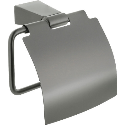 Настенный держатель туалетной бумаги Fixsen Trend Graphite FX-98010 с крышкой черный графит