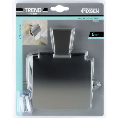 Настенный держатель туалетной бумаги Fixsen Trend Graphite FX-98010 с крышкой черный графит