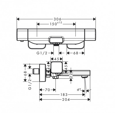 Термостатический смеситель для ванны Hansgrohe Ecostat E 15774000 (хром)