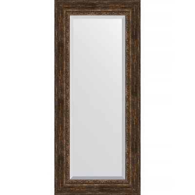Зеркало настенное Evoform Exclusive 152х67 BY 3560 с фацетом в багетной раме Состаренное дерево с орнаментом 120 мм