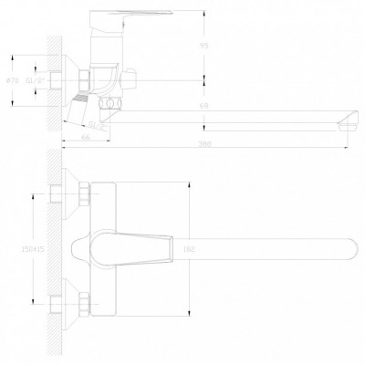 Смеситель Rossinka RS28-33 для ванны универсальный