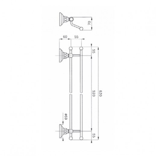 Nicolazzi Classica 1498 CR полотенцедержатель двойной, хром