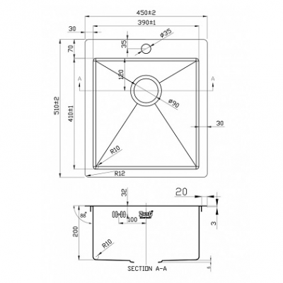 Zorg Inox PVD 4551 GRAFIT кухонная мойка, графит
