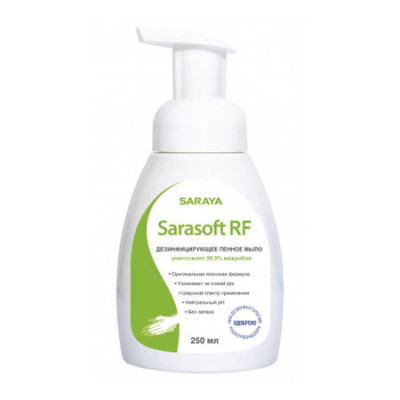 Saraya Sarasoft RF дезинфицирующее пенное мыло для рук и поверхностей 250 мл, 1 л, 1,2 л, 5 л