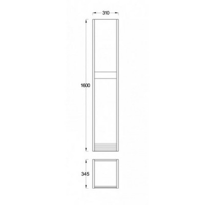 Шкаф-пенал в ванную Veedi Vision 35 VSN000P-L подвесной дуб орех белый