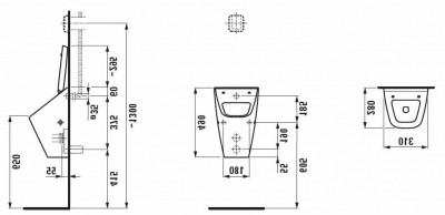 Писсуар Laufen Vila 8411410000001 белый фарфоровый писсуар, прямоугольный, скрытый подвод воды, австрийский дизайн