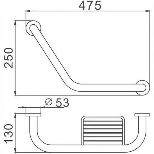 Поручень с мыльницей Haiba HB1719 (металл) хром