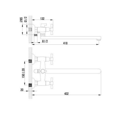 Lemark Neo LM2212C смеситель для ванны с ручным душем и шлангом, хром