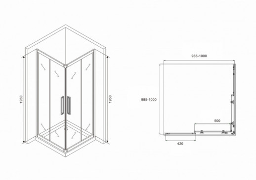 Душевой уголок ABBER Schwarzer Diamant AG02100BH