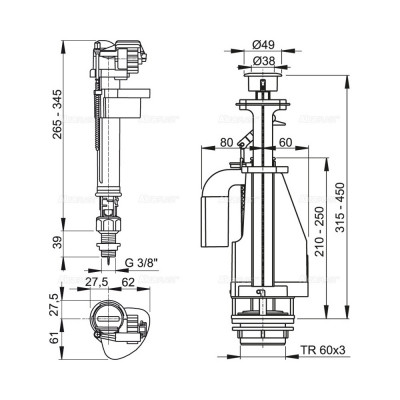 AlcaPlast комплект для унитаза SA 08 S O1/2"