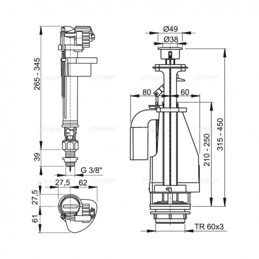 AlcaPlast комплект для унитаза SA 08 S O1/2"