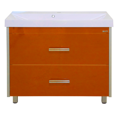 Тумба Misty Джулия Qvatro - 105 с 2-мя ящиками оранжевая (Л-Джк01105-13102Я) с раковиной