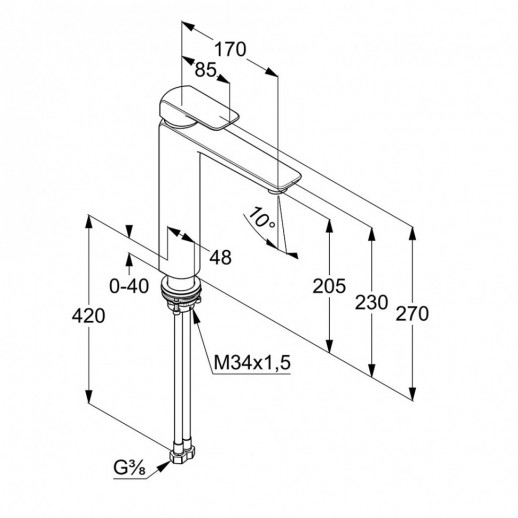 Смеситель для раковины (высокий) KLUDI Ameo хром 412960575