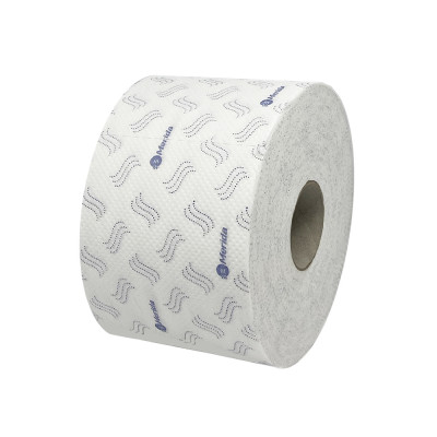 Туалетная бумага 2-слойная бытовая белая, с синим тиснением "ТОП ПРИНТ" (16х80м.) MERIDA TB1405