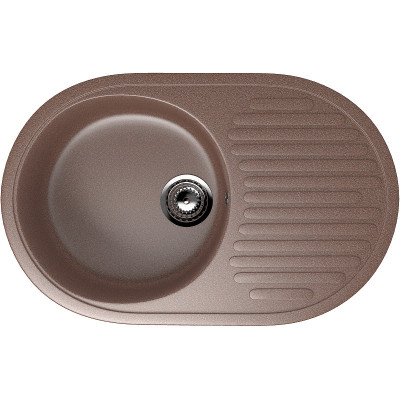 Кухонная мойка Ulgran Classic U-107-302 овальная 720х455х180 одна чаша с правым крылом песочная