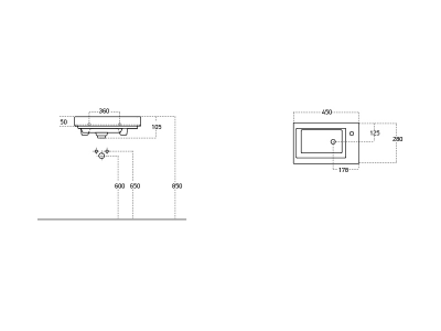 Мебельный умывальник Dreja ISIK 45 см, белая керамика