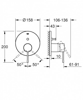 Смеситель однорычажный для ванны GROHE Essence, круглая розетка, суперсталь (24058DC1)