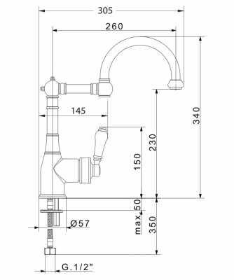 MIGLIORE CUCINA ERMITAGE 18225 смеситель для кухни, излив пантограф, ручка белая, хром